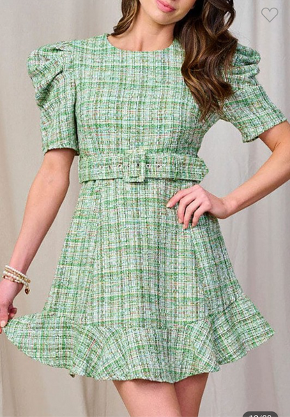 Tiana tweed dress with belt