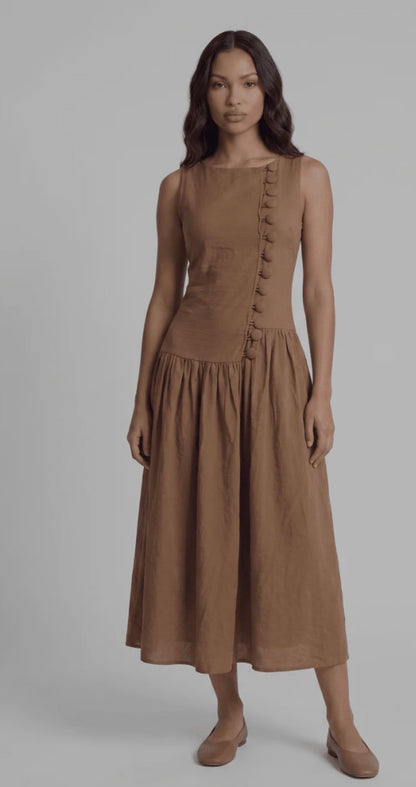 Carmela caramel midi dress