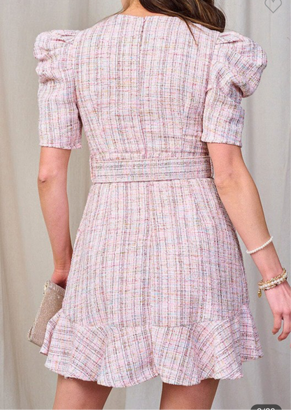 Tiana tweed dress with belt