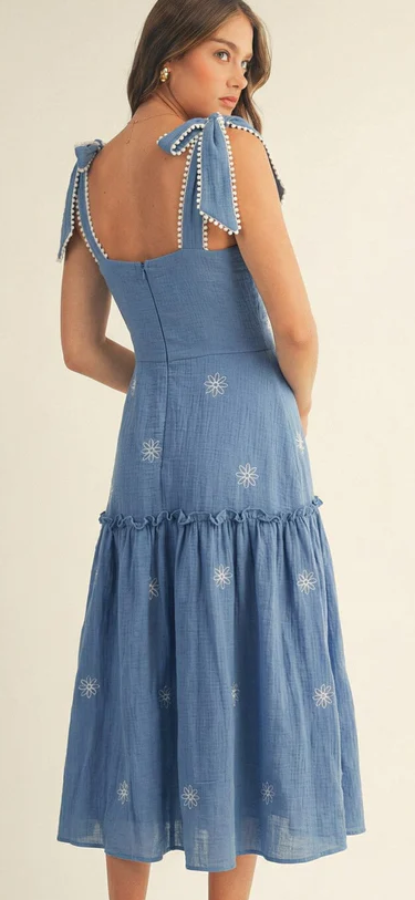 Denim embroidery midi