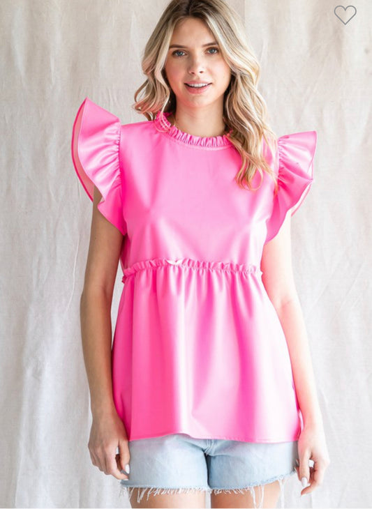 Super cute neon pink babydoll top