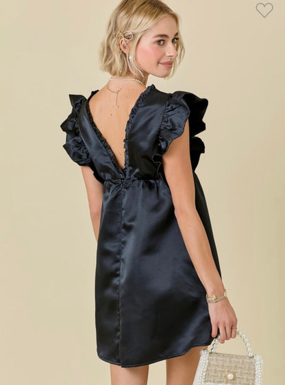 Vivian v neck satin dress