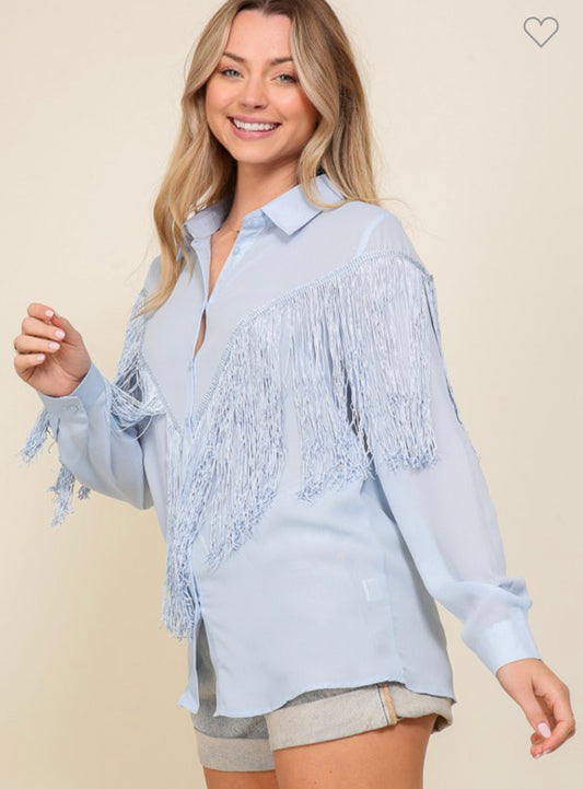 LONG SLEEVE FRINGE TOP