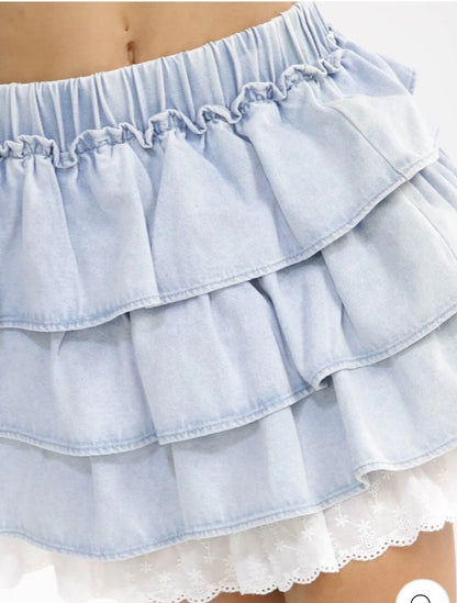 Didi Denim skirt with ruffle