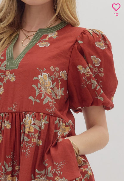 Farrah floral puff dress