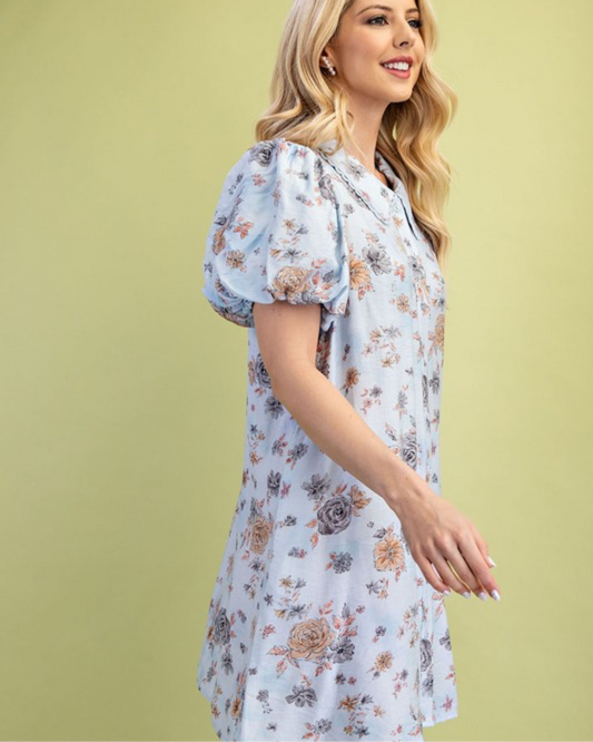 Fey floral puff sleeve dress