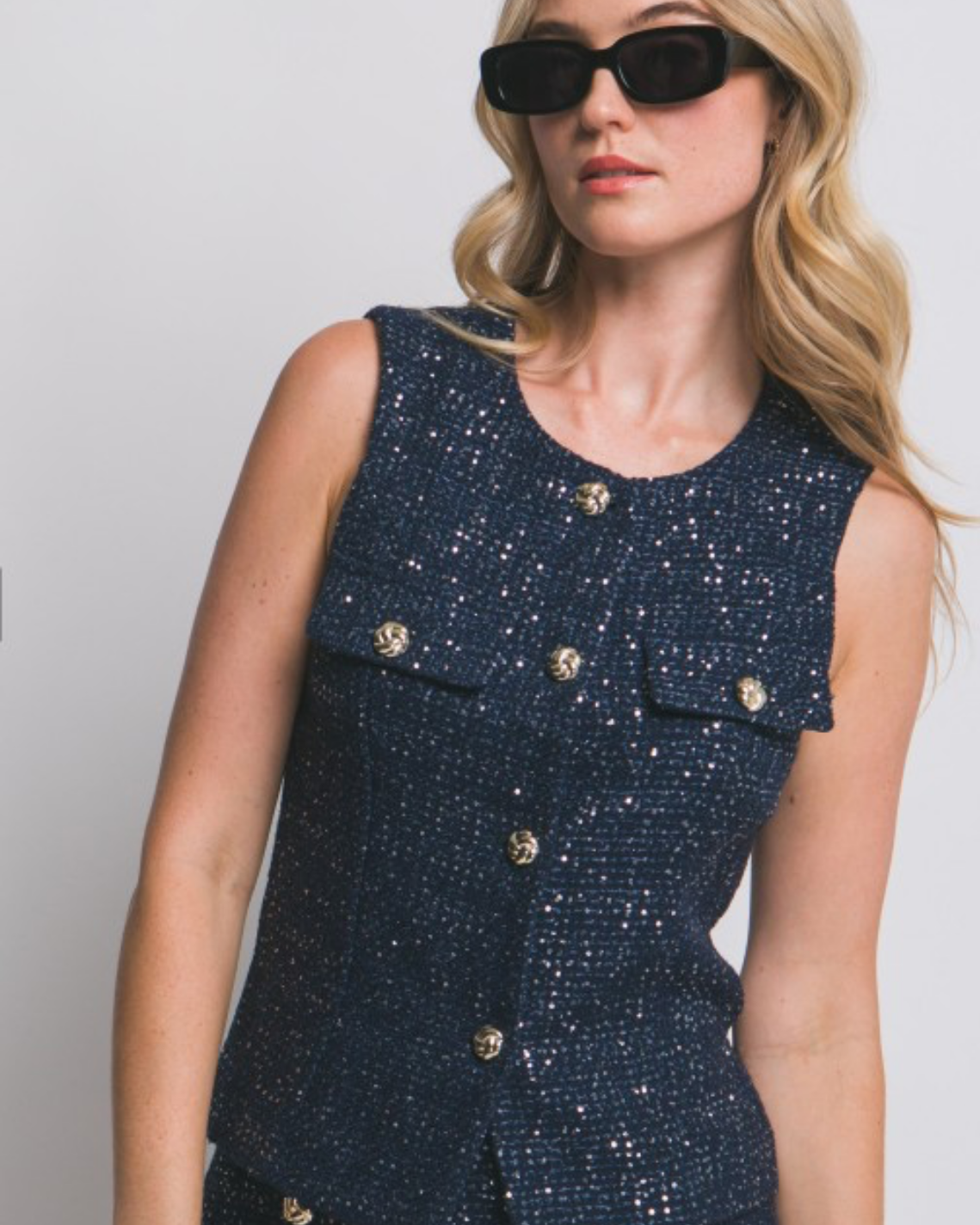 Nayeli navy tweed vest