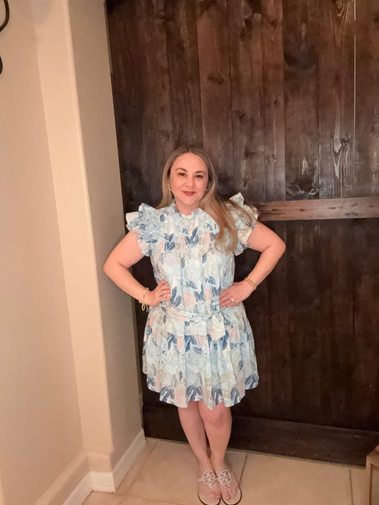 Fatima flutter sleeve pleated dress