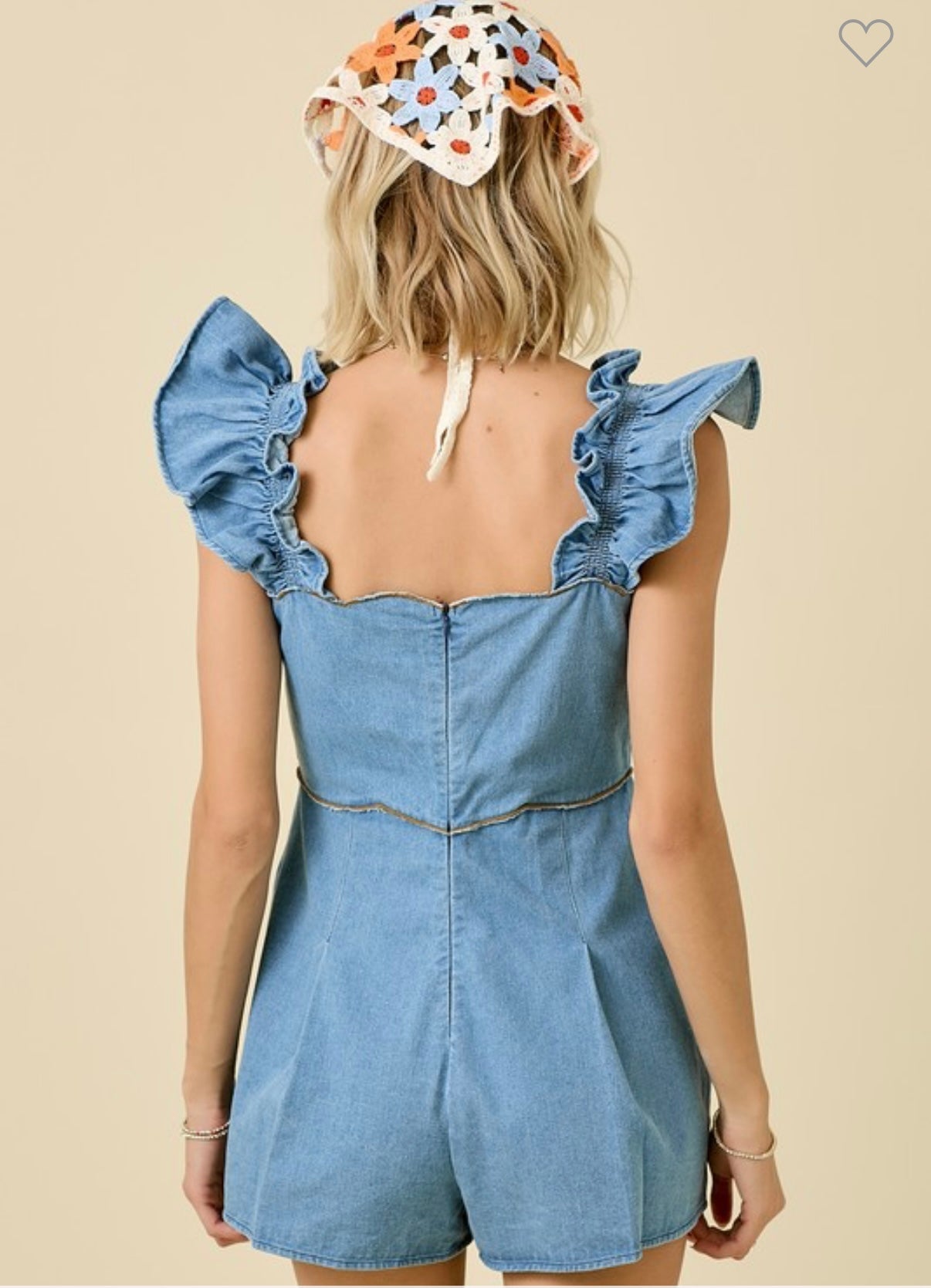 Sia scalloped edge denim romper