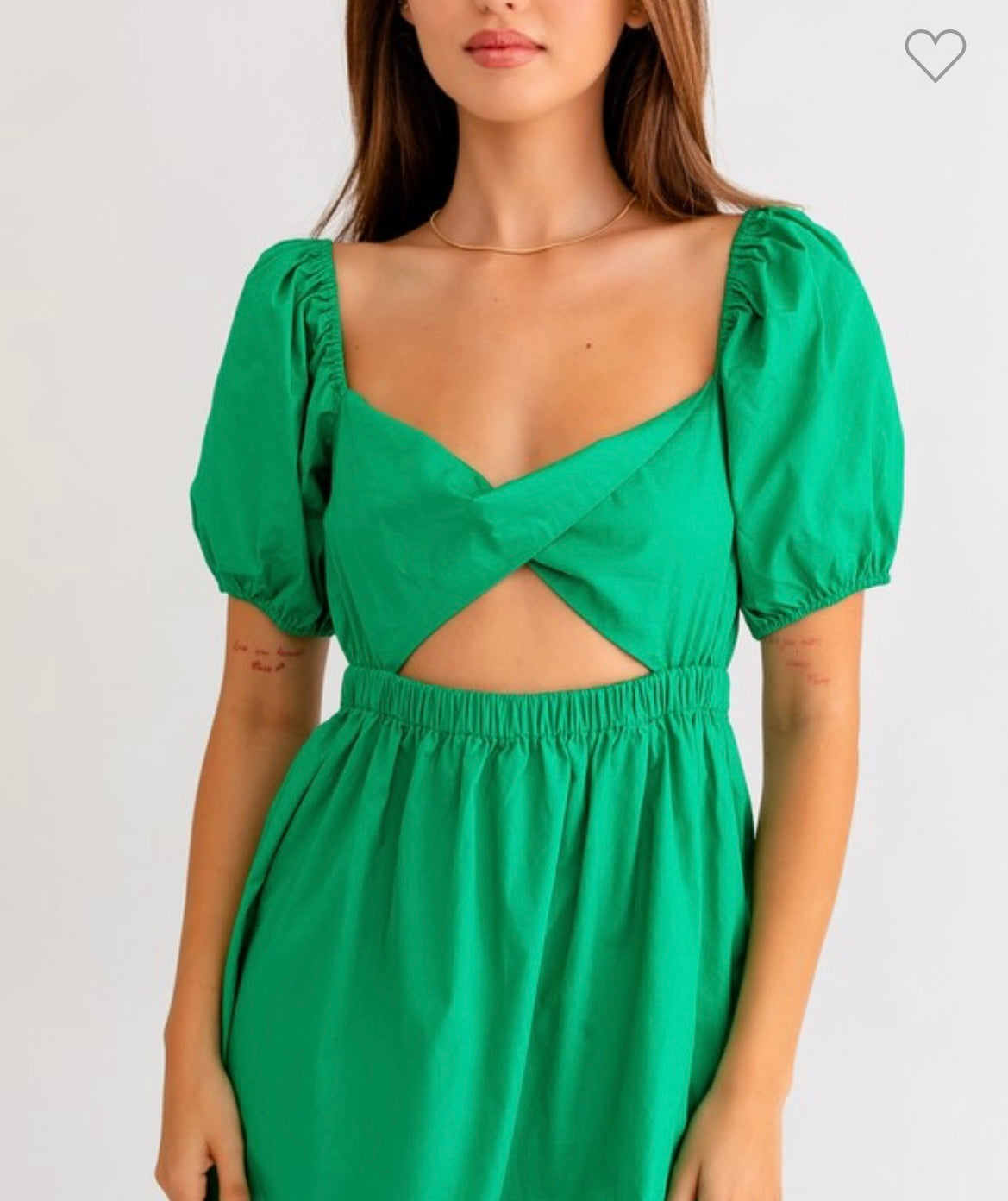 Green cut out twist front dress