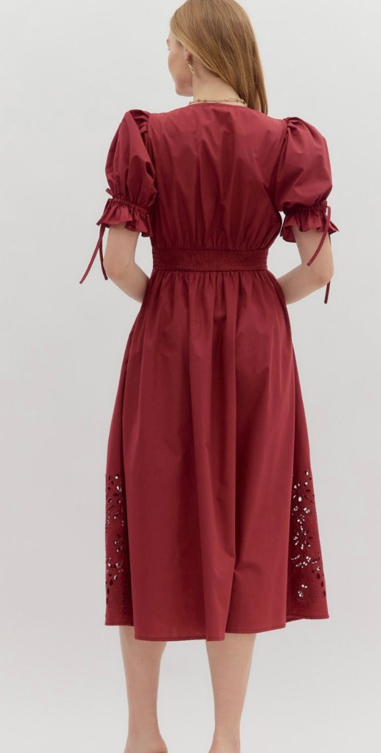 Paloma puff sleeve zipper front dress