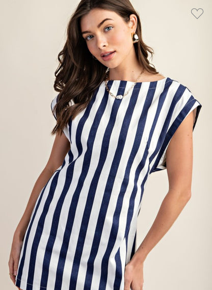 Nayeli navy striped dress / open back