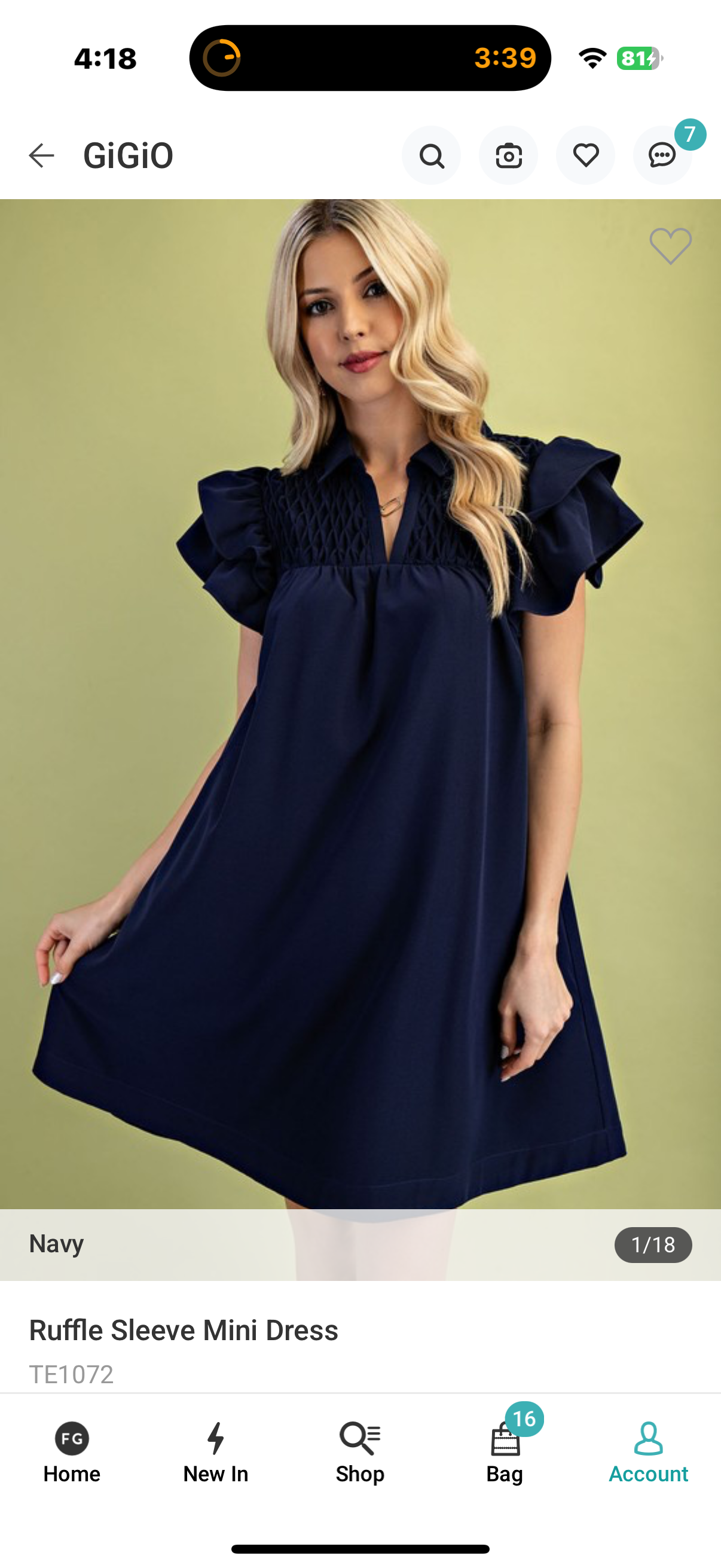 Natasha navy flare sleeve dress