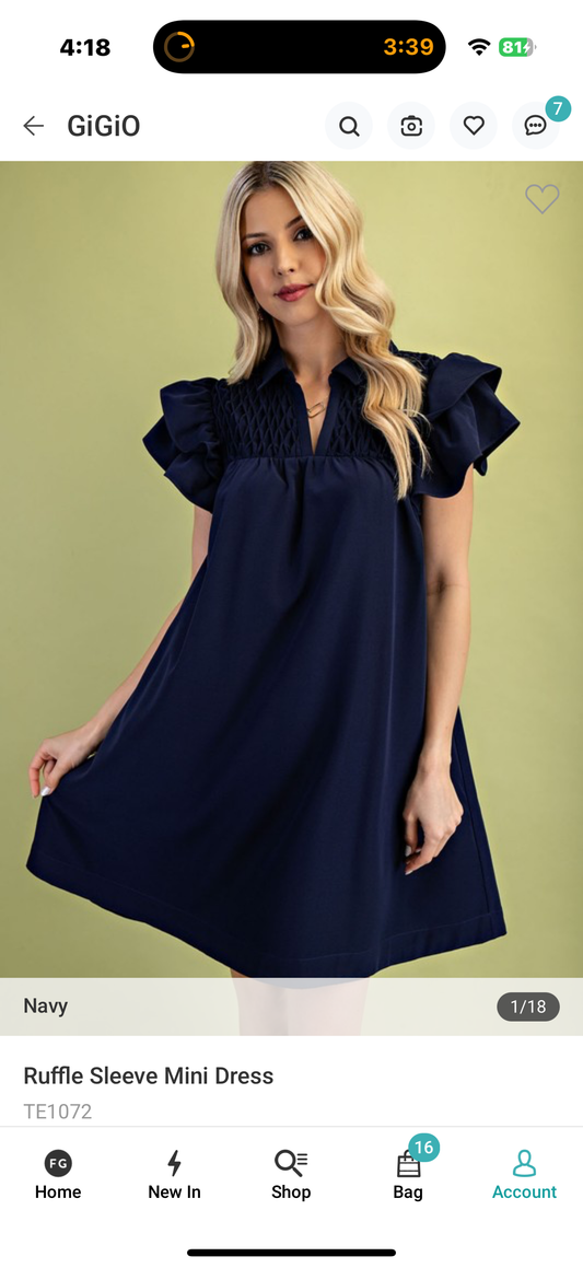 Natasha navy flare sleeve dress