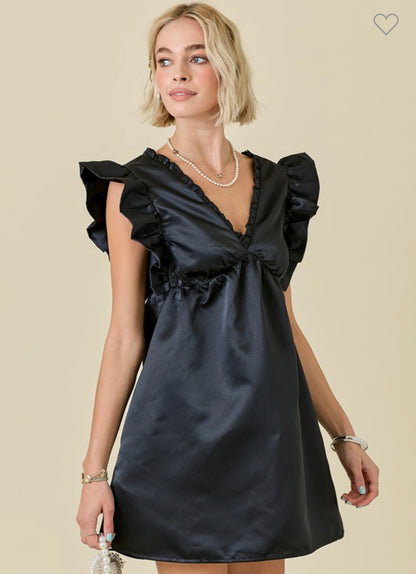 Vivian v neck satin dress