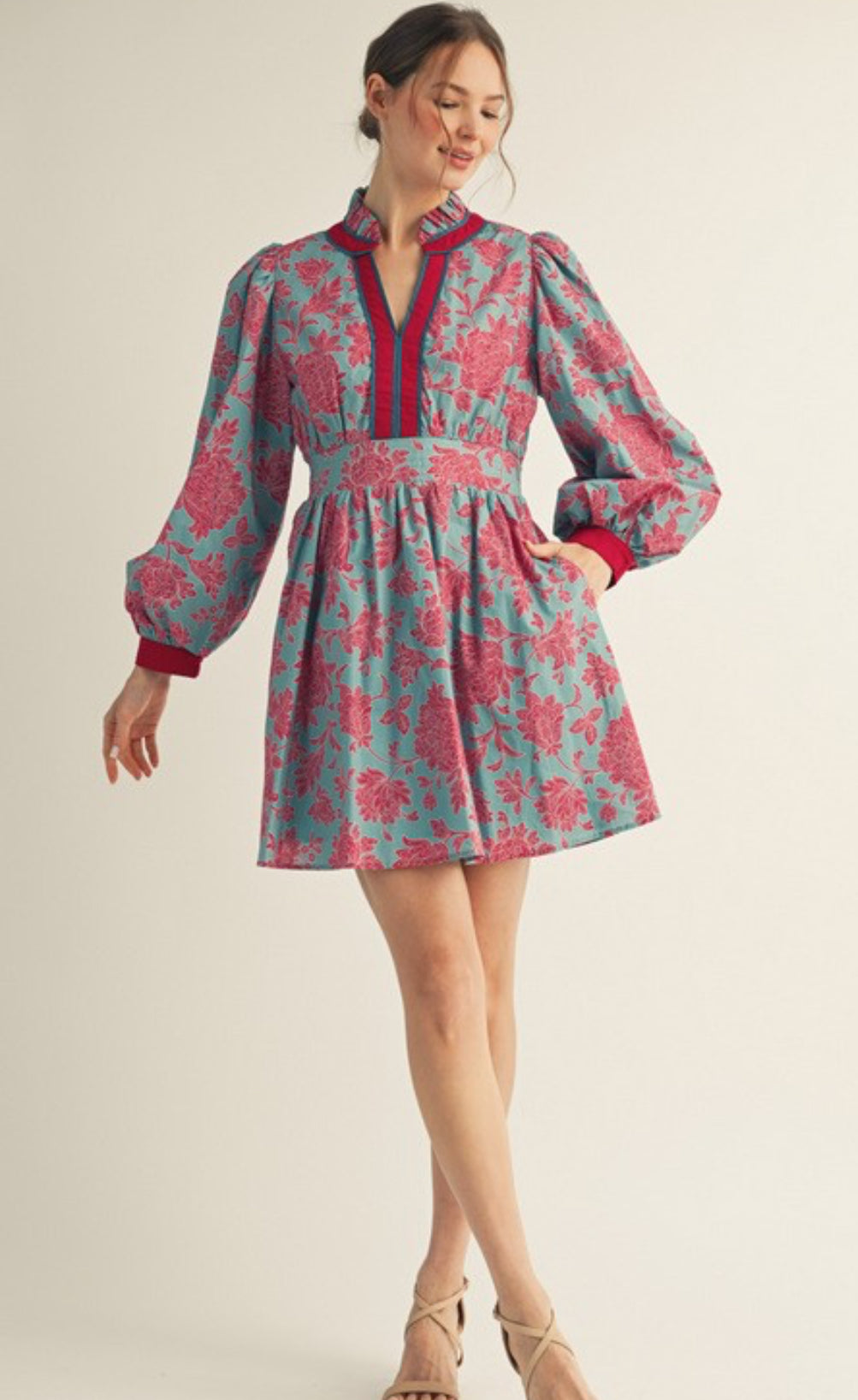 Rita ruffled neck Dress