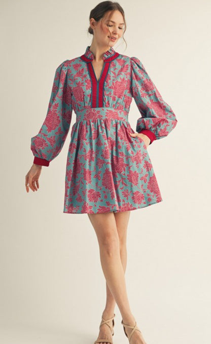 Rita ruffled neck Dress