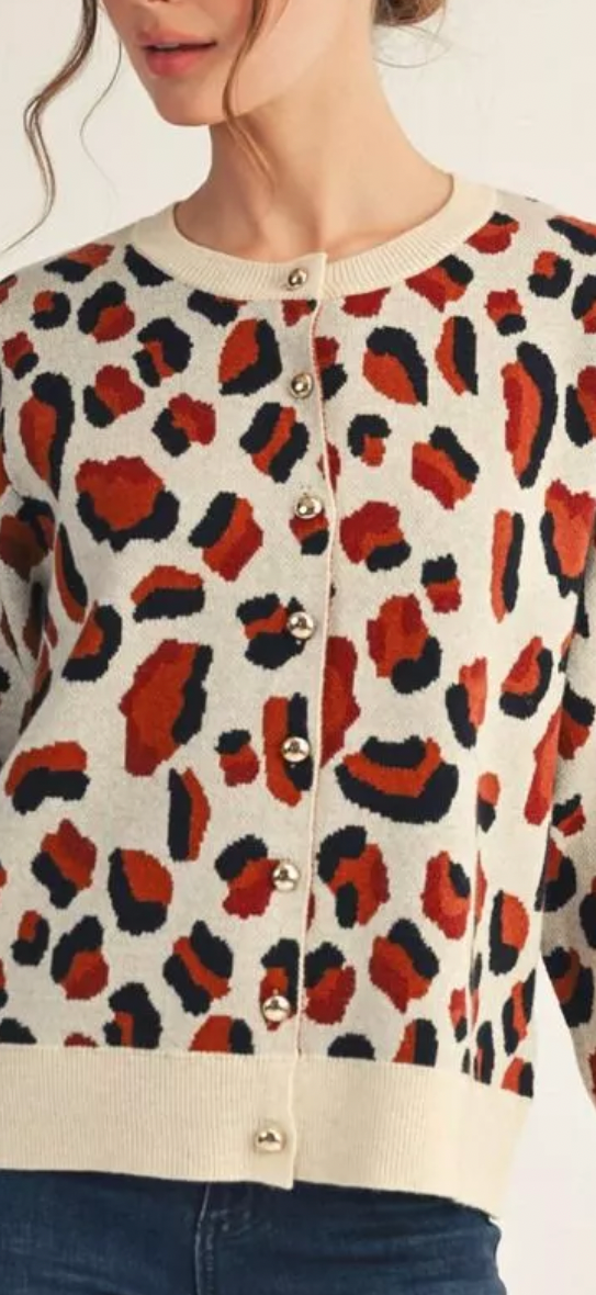 Lee leopard cardigan  * pre sale $26