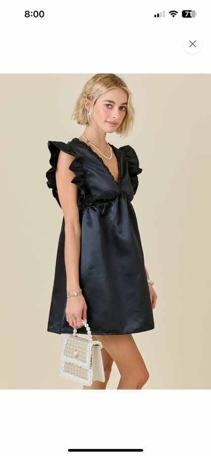 Vivian v neck satin dress