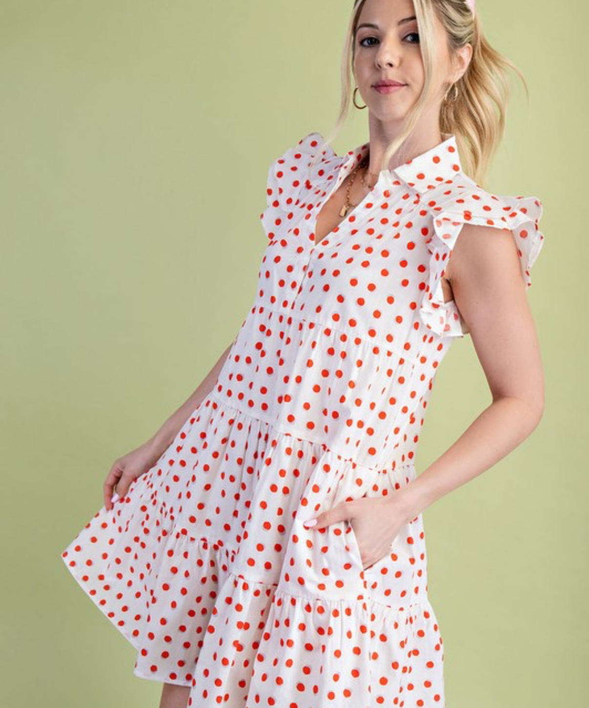 Opalite orange polka dot dress