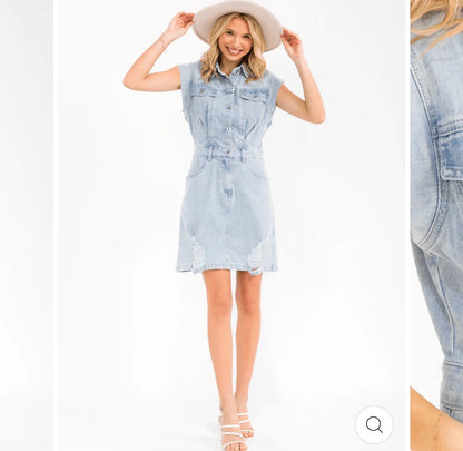 Dez distressed denim dress