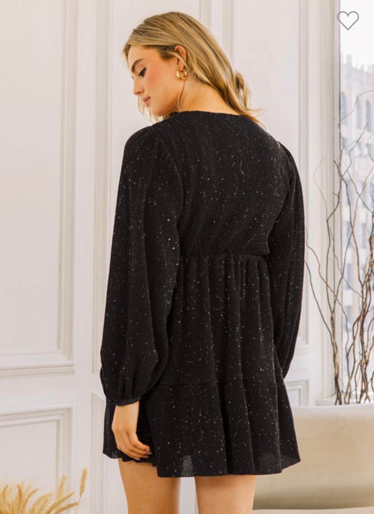 Lurex narrow pleated v neck dress