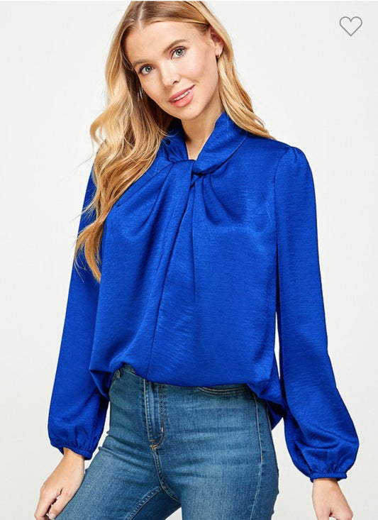 Twist neck satin blouse