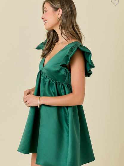 Emerson emerald satin dress