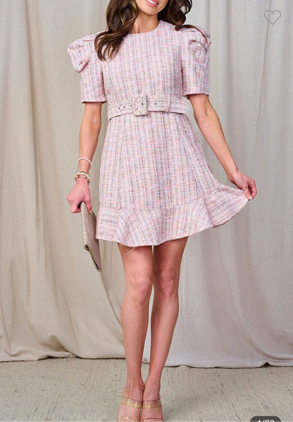 Tiana tweed dress with belt
