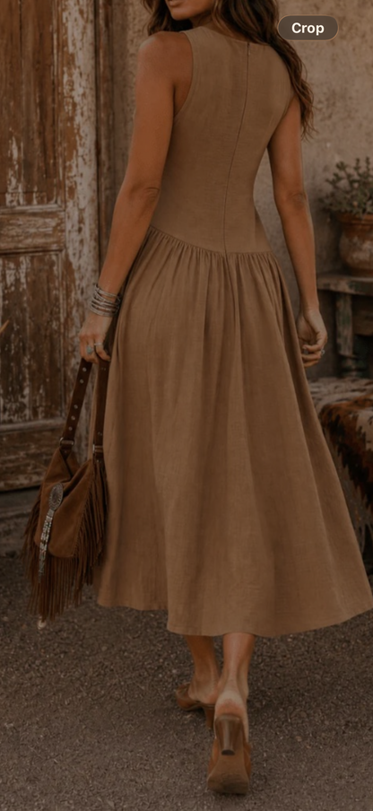 Carmela caramel midi dress