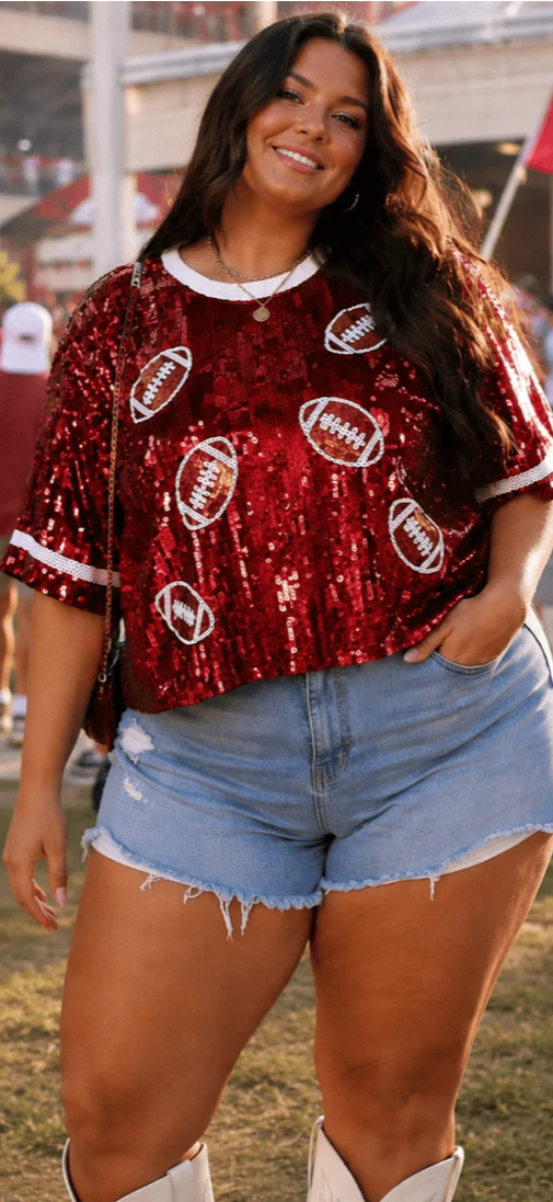 Sassy sequins gameday tops