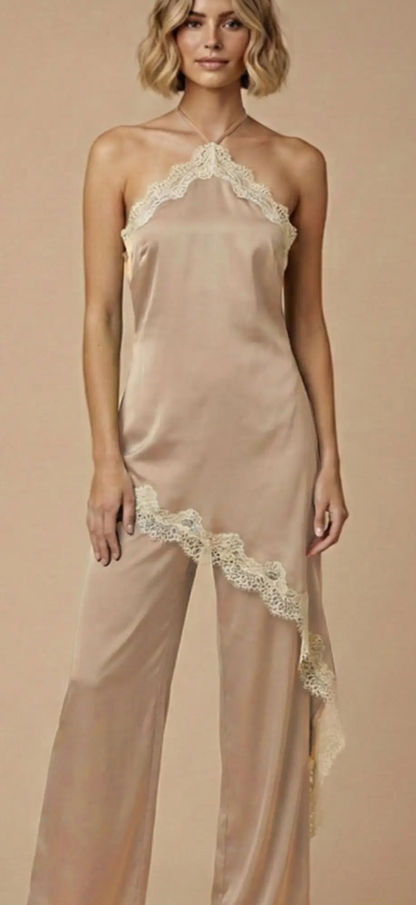 Satin and lace jumpsuit