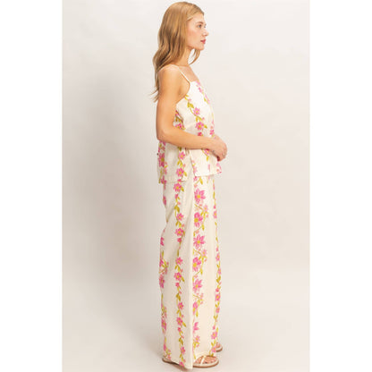 Floral Spaghetti Strap Top & Pants Set