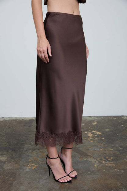 Lace the day hem BACK SLIT PENCIL MIDI SKIRT (PRE-ORDER