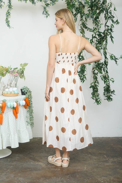Empress POLKA DOT EMPIRE WAIST SPAGHETTI STRAP MIDI DRESS