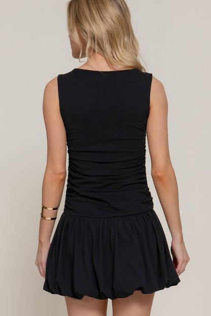 Billie Boat Neck Voluminous Mini Dress