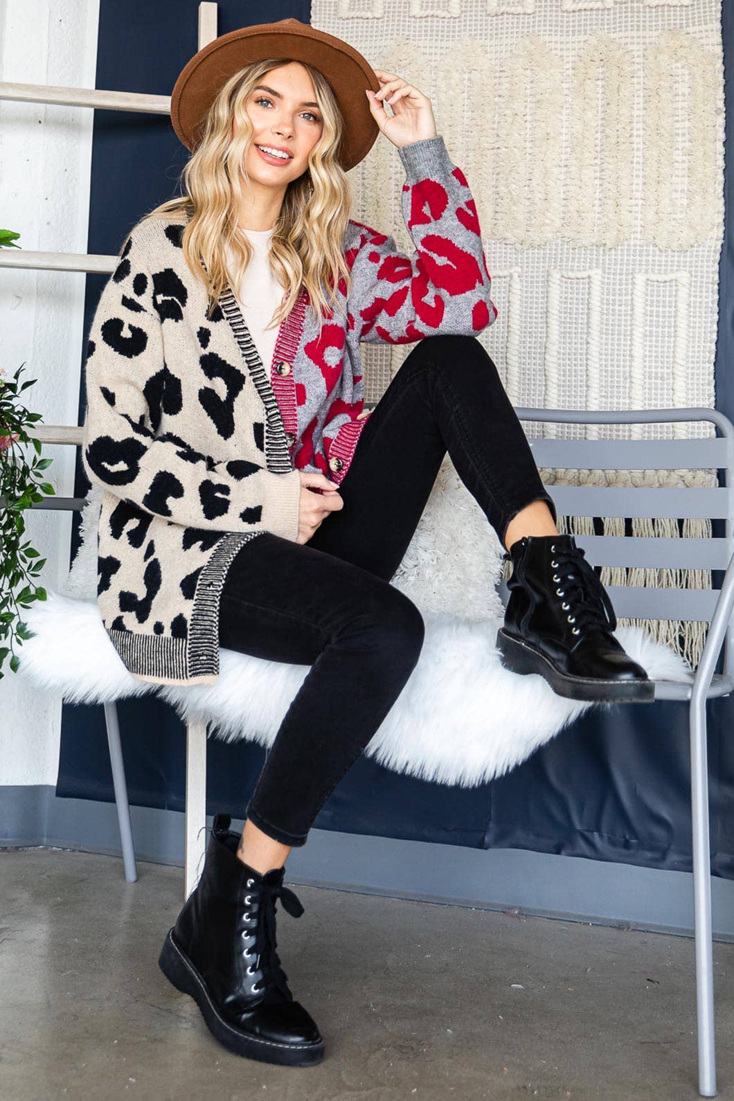Lexi Leopard Print Blocked Sweater Cardigan