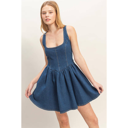 Sissy Square Neck Denim Dress