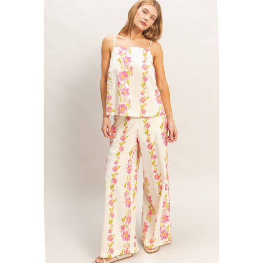Floral Spaghetti Strap Top & Pants Set