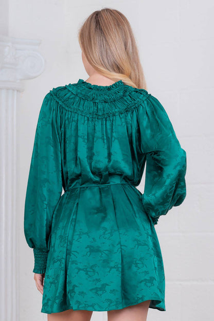 Holly Horse jacquard print long sleeve mini dress