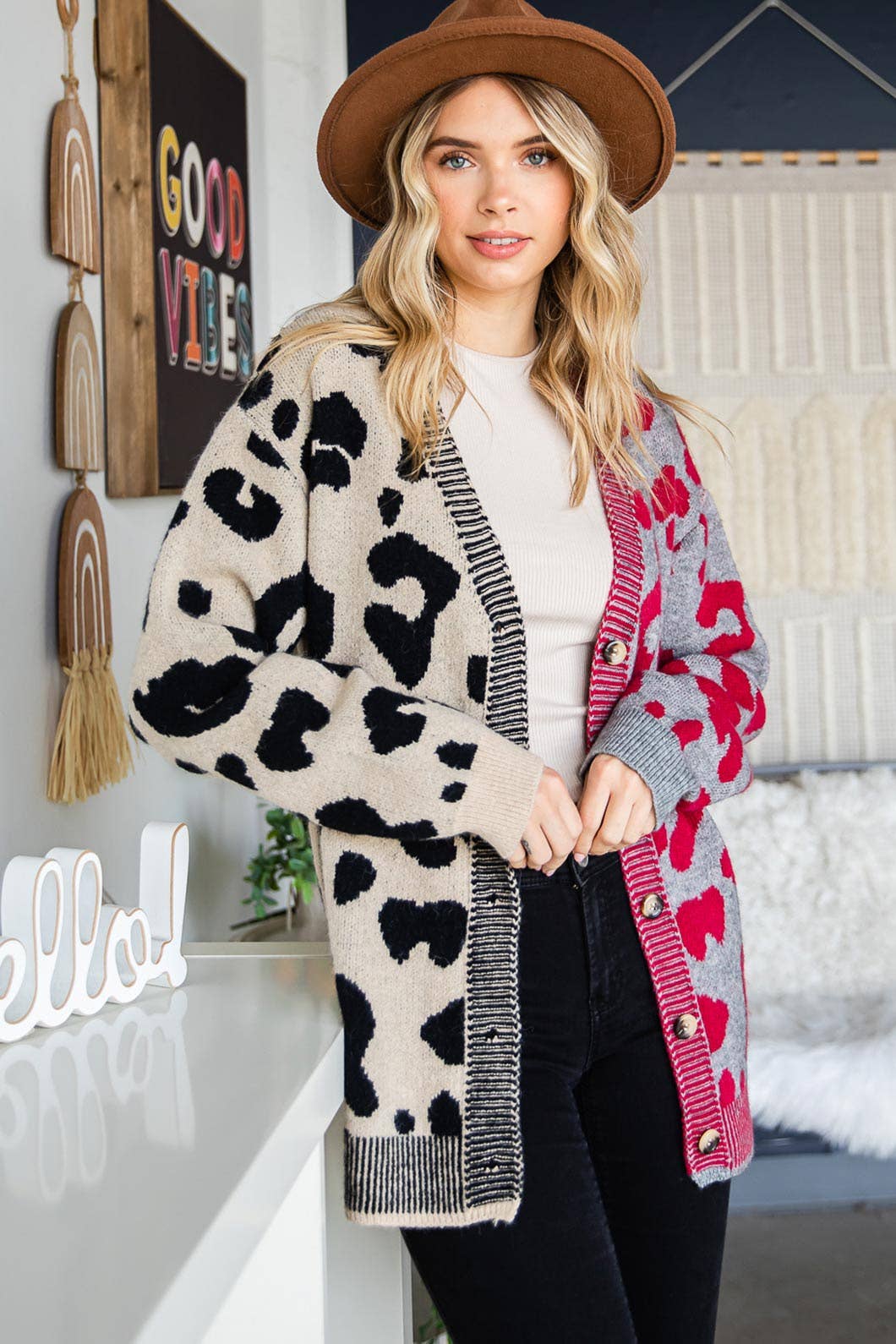 Lexi Leopard Print Blocked Sweater Cardigan