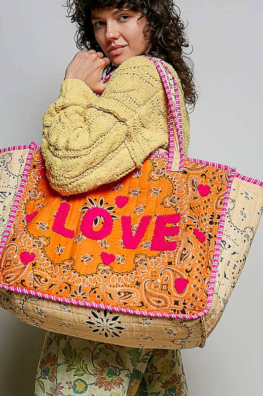 LOVE Bandana Quilted Tote Bag