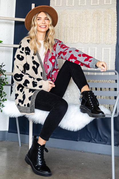 Lexi Leopard Print Blocked Sweater Cardigan