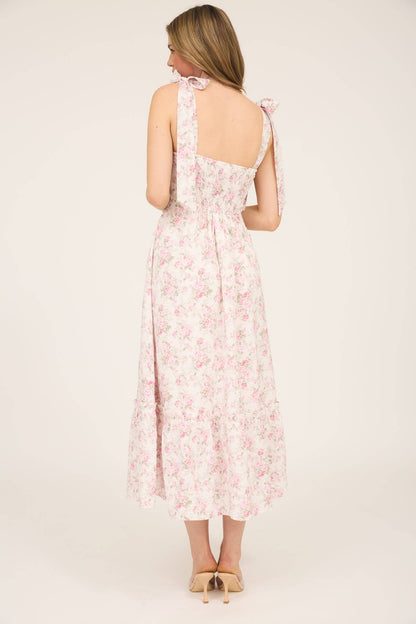 Felicity FLORAL TIE STRAP RUCHED DETAIL MAXI DRESS