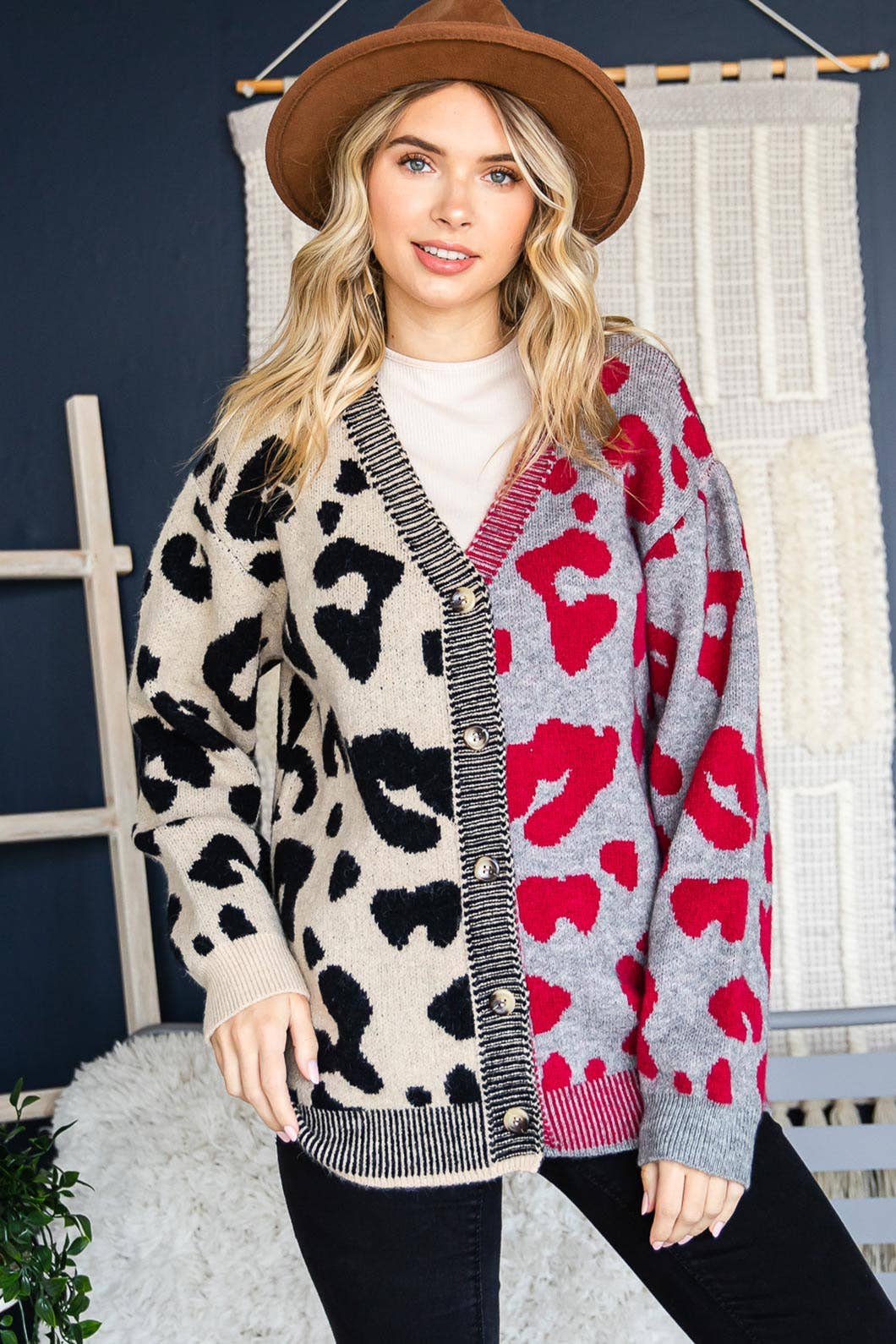 Lexi Leopard Print Blocked Sweater Cardigan