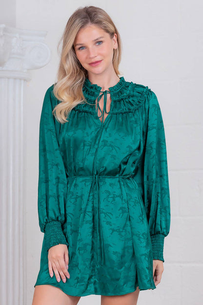 Holly Horse jacquard print long sleeve mini dress