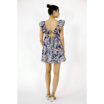 CATE LARGE MULTI-FLORAL PRINT BABY DOLL MINI DRESS