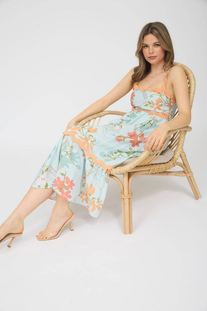 WENDY WAVY DETAIL SLEEVELESS MIDI DRESS