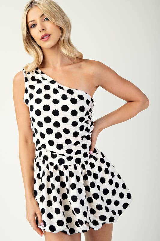Olympia One Shoulder Balloon Hem Romper