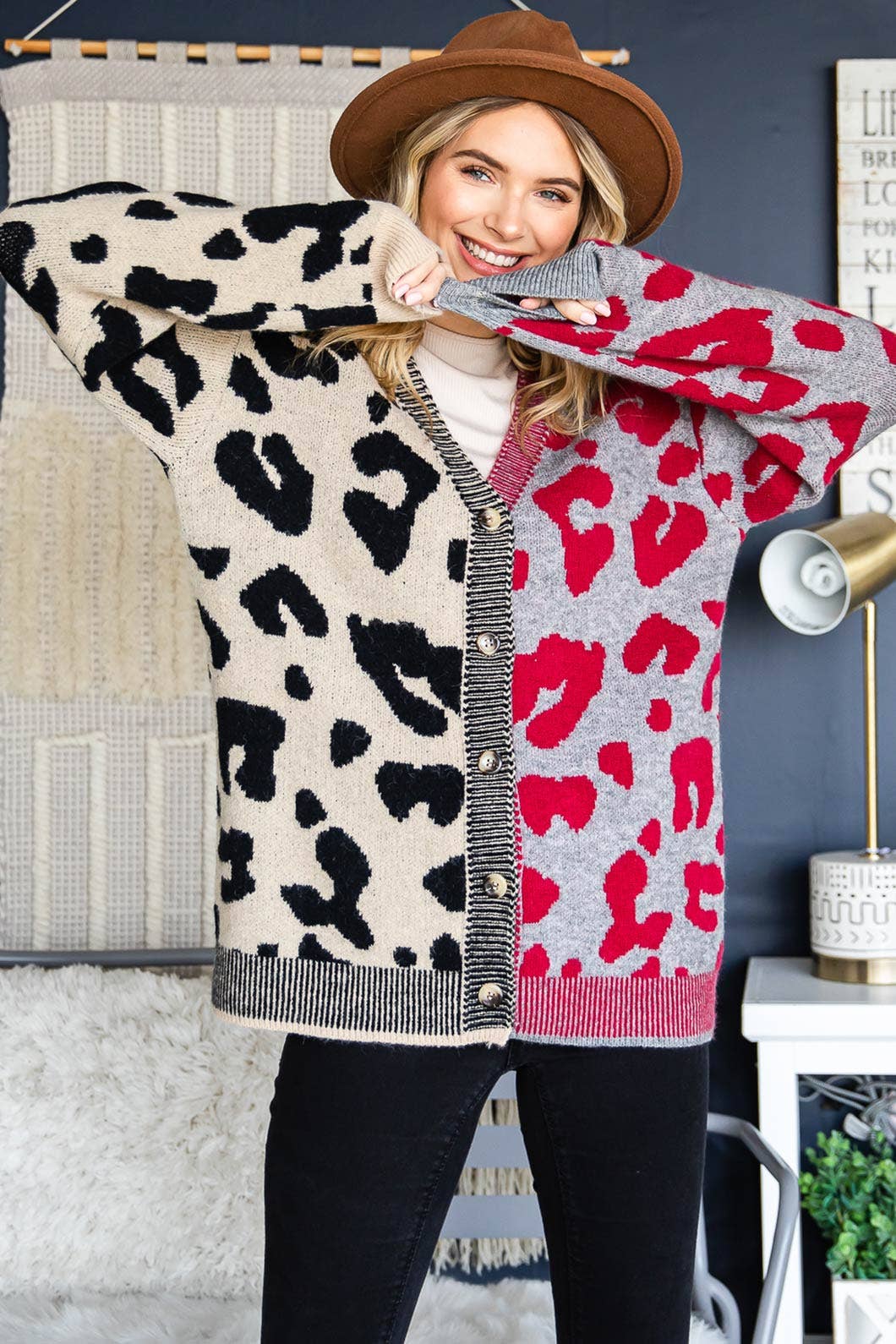 Lexi Leopard Print Blocked Sweater Cardigan